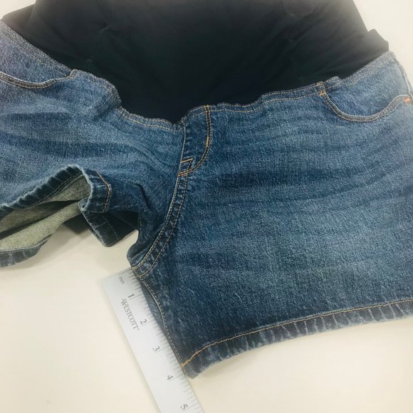 Isabel Maternity Women's Size 12 Crossover Panel Bermuda Blue Denim Short New - Picture 8 of 16